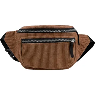 FERCAISH Bauchtasche Cord Damen, Lustige Gürteltasche, 2 Zip Taschen Hipbag, Modische Cord Hüfttaschen, für Outdoor Sport Reise Laufen (Braun)