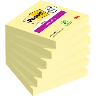 Post-it 4 + 2 GRATIS: Post-it® Super Sticky Notes Haftnotizen extrastark gelb, 4 Blöcke + GRATIS 2 Blöcke