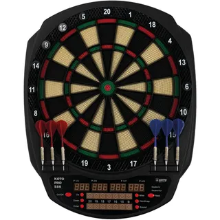 KOTO – Dartscheibe Elektronisch Pro 580 (42,5x2,5x52 cm), 6 Softdarts + 30 Spitzen, 36 Spiele, 580 Varianten, LED-Anzeige, Für Kinder und Erwachsene