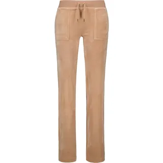 Sweathose JUICY COUTURE "DEL RAY TRACKPANT GOLD HARDWARE Damen", Damen, Gr. M, EURO-Größen, braun (caramel), Samt, 95% Polyester, 5% Elasthan, figurbetont, Hosen Sweathose, Trainingshose Damen, Sweathose, Velour, Jogginghose mit Glitzer, Sale
