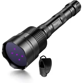 KEENZO UV500 leistungsstarke UV-Taschenlampe, 365 nm oder 395 nm, ultraviolett, 5 LEDs, leistungsstarke Schwarzlicht-Taschenlampe für Haustierurinsuche und Mineralstoffe, Antik-Erkennung