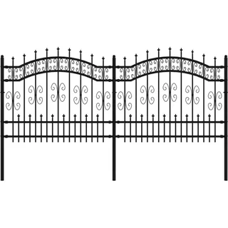 vidaXL Gartenzaun mit Speerspitze Schwarz 240 x 100 cm Stahl