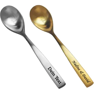 Löffel mit Gravur Wunschtext gold oder silber dein Name Text personalisiert Geschenkbox tolle Geschenkidee graviert Esslöffel Kaffeelöffel (Eislöffel silber)
