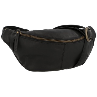 Gusti Gürteltasche Leder - Cillian Damen und Herren Hüfttasche Bauchtasche Brustbeutel Festivaltasche Reißverschluss Schwarz Leder