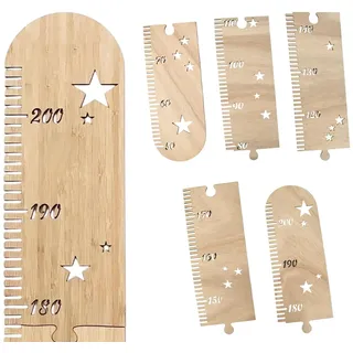 Messlatte Baby Holz, Hölzerne Baby Messlatte - Stilvolle Maßtabelle für Kinderzimmer Dekoration, Höhenlineal aus Naturholz für Kleinkinder, Zusammensteckbares Puzzle-Wanddekor