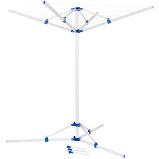 CARTREND Caravan Wäschespinne Alu mit Stativ, ultraleicht mit sicherem Stand, stufenlos höhenverstellbar, witterungsbeständig, robust, zusammenklappbar, platzsparend, mit 3 Heringen und 3 Standfüßen