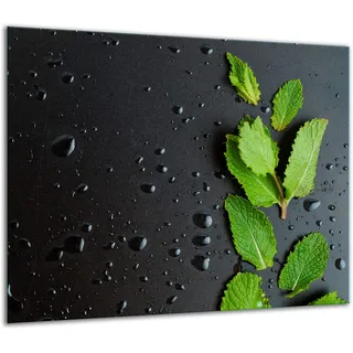 QTA | Herdabdeckplatte 60x52 Einteilig Glas Elektroherd Induktion Herdschutz Spritzschutz Glasplatte Schneidebrett Schwarz Minze