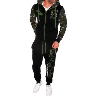 RMK Jogginganzug Herren Jogging Anzug Trainingsanzug Sportanzug Hausanzug Fitness Set, mit Kapuze schwarz S