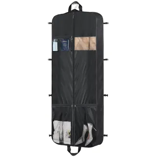 Univivi Kleidersack Lang Herren,152 x 60 cm Anzugtasche, Schwarz | 5 Reißverschluss Taschen, Verstellbarer Tragegriff, Schuhfach, Atmungsaktiv, Für Reisen