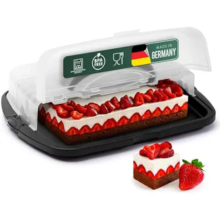 Novaliv Kuchen-Transportbox XL (Rechteckig 47 x 35 x 11 cm), Aufbewahrungsbox aufklappbar, Party-Box Container Tortentransportbox Tortenbehälter Behälter, Kuchen Torten Buffet Feier Transport Box