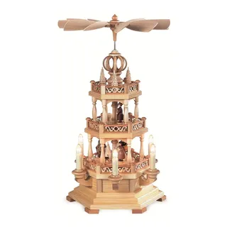 Weihnachtspyramide Waldmotiv, 2-stöckig, 50 cm hoch, elektrisch b.. MU 10408 NEU