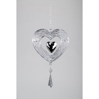 Formano XXL Deko Fensterhänger Girlande Herz 19 cm Metall Mobile Silber