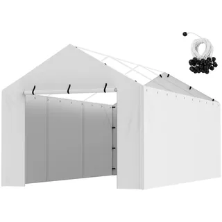 Vevor Carport Garagenzelt 3 x 6 m, Zeltgarage, wasserdicht und UV-geschützt, Schuppen Auto, einfache Installation mit Spanngurten, weiß (Oberteil und Rahmen nicht im Lieferumfang enthalten)