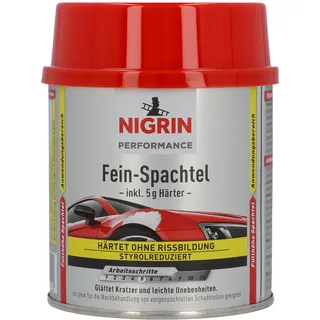 Nigrin Performance Fein-Spachtel, härtet ohne Rissbildung, glättet Kratzer und Unebenheiten, 245 g inkl. 5 g Härter