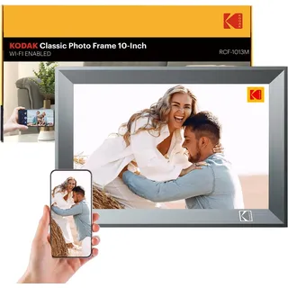 Digitaler Bilderrahmen 10.1 Zoll KODAK, Metallrand WLAN Digitale Bilderrahmen mit 32 GB Speicher, HD IPS Touchscreen, Teilen Sie Fotos über App (10.1 Zoll)