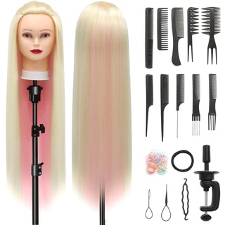 Trainingsköpfe Übungskopf Frisierkopf Friseur Styling Kopf Frisierkopf für Frisöre Frisierkopf Übungskopf Frisierkopf Friseur Perückenkopf Puppenkopf (Blondes Pulver)
