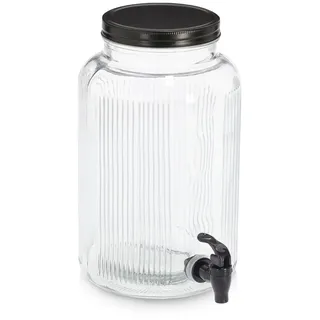 Zeller Getränkespender Glas/Metall 3,9 l Transparent-Schwarz
