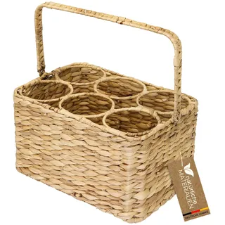 HMF Flaschenkorb geflochten aus Wasserhyazinthe 32 x 22 x 18 cm beige