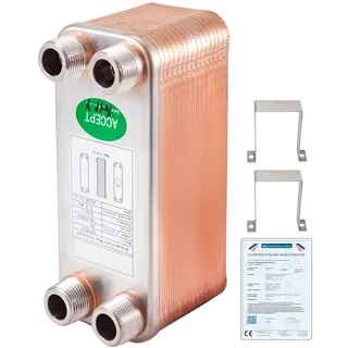VEVOR EATB12 Plattenwärmetauscher  Plattenwärmetauscher 30 Wärmetauscher 30 Plattenwärmetauscher Edelstahl 316L Wärmetauscher Heizung
