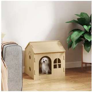 PawHut Hundehütte mit Fenster, Katzenhaus mit niedliches Pfoten-Design Indoor,