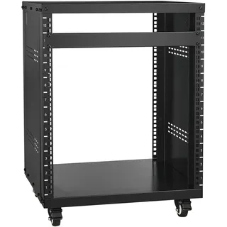 Vevor 12U AV-Rack-Ständer, 500 lbs Kapazität, Netzwerk-Stereo-Aufnahmestudio-Rack mit feststellbaren Lenkrollen, runden und quadratischen Löchern,