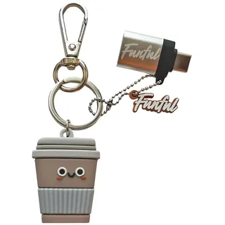 FUNFUL [Opportunità] 2-in-1-Schlüsselanhänger + USB-Stick, lustig, mit originellem USB-C-Adapter, 32 GB, Kaffee, für Gute Entscheidungen – originelle Geschenkidee für Frauen, Kinder und Mädchen