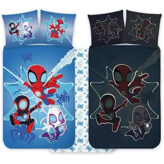 BrandMac Spidey - Kinderbettwäsche-Set 100 x 135 cm + Kopfkissenbezug 40 x 60 cm, 100 % Baumwolle, Kinderbettwäsche für Babys, die im Dunkeln leuchten, perfekt für Jungen, Bettwäsche