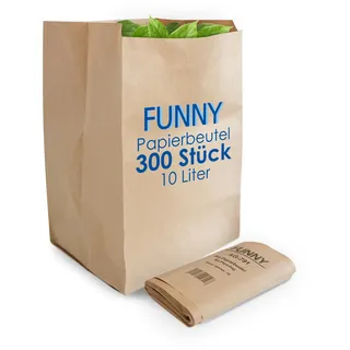 Funny Bio-Papierbeutel braun, circa 10 l, 1er Pack (30 x 10 Stücke)