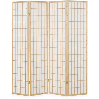 Homestyle4u Paravent Raumteiler 4 teilig Trennwand Shoji Faltbar Natur - Gr.: onesize