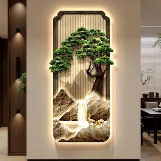 3D Wandkunst Dekor mit LED Beleuchtung, Kreative Landschaftsskulptur für Zuhause und Büro, Steckernetzteil