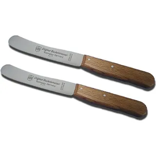 Neustanlo | Buckels Messer Buche 2 x Frühstücksmesser / Griffe Buchenholz / Brotzeitmesser Menümesser Vespermesser Buttermesser Brötchenmesser