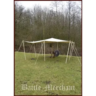 Battle-Merchant - reißfeste Lagerplane/Sonnensegel mit Dreieckringen, 3 x 5 m, 350g/m2, naturfarben - LARP Verschiedene Größen
