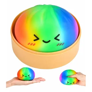 stylx Squishy 1x Dumplings Buns Virale Geschenkidee kleine 5cm Mystery Dumplings Trend mit Box Anti Stress Steamed Buns Cute Süß (Rainbow)