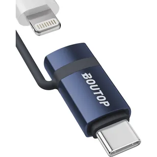 BOUTOP 60W [Apple MFi Zertifiziert] Lightning auf USB C Adapter für Schnelles Laden Kompatibel mit iPhone 15 Pro/15 Pro Max/15/15 Plus, MacBook, iPad - [1 Stück, Blau]