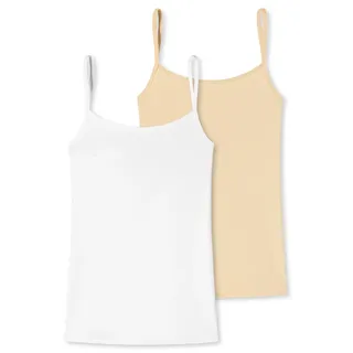 SCHIESSER Spaghetti Top Weiß/Sand XXL