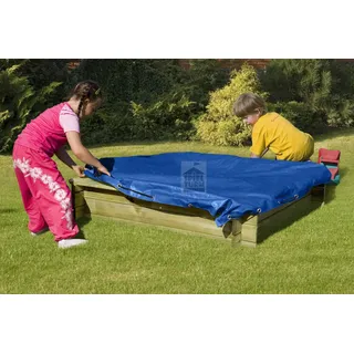 DELTA Sandkastenabdeckung, Blau, 120 x 120 cm, Kunststoff, Wasserfest, Kordelzug