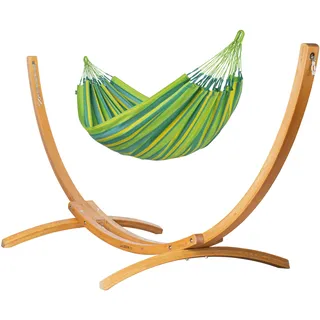 LA SIESTA® Brisa Hängematte & Holzgestell, Wetterfeste Hängematte mit Gestell aus Holz, Hängematte Outdoor Indoor, Hängemattengestell für Balkon Garten Terrasse - Einzel Hängematten, Lime