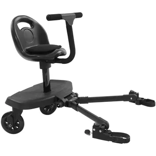 Buggy Board Für Alle Kinderwagen, Buggyboard Mit Sitz, 50Kg Trittbrett Mitfahrbrett Universal, 2-In-1 Kinderwagen Board Abnehmbarer Sitz Kiddy Board 360° Drehbare Stoßdämpfende Räder Für 2-6 Jahre