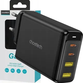 CHOETECH (PD6005) GaN-Ladegerät 140w 4 Ports (2x Usb-c 2x schwarz
