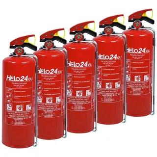 HELO24 Pulver-Feuerlöscher Halterung Manometer ABC 5 x 2kg D2, ABC-Pulver, (5-St) 2kg ABC Pulver, Manometer, inkl. Wandhalter, 5er Set rot