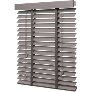Ventanara® Holzjalousie 50mm Holz Jalousie Matt Jalousette Echtholz (120 x 180 cm, Taupe)