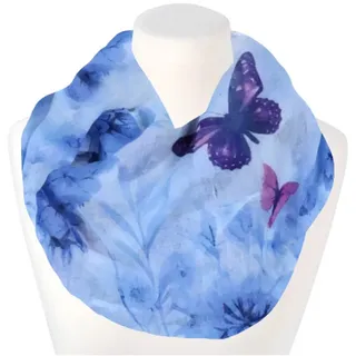 chic4home Loop Voyage Vibes, (1-St. 1-teilig), Damen Loop-Schal Schlauchschal Schmetterling Muster blau|silberfarben