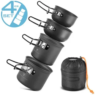 STAHLWERK Camping Kochtopf-Set 4-teilig aus Aluminium Outdoor Kochgeschirr Set