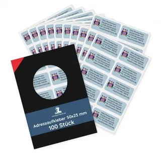 100 Stück Individuelle Adressaufkleber / Namensaufkleber für Schule,