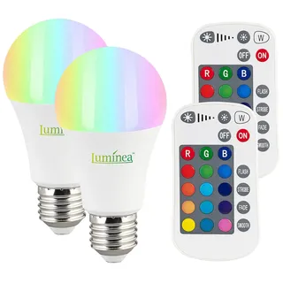 Luminea LED-Lampe 2er-Set E27 8 W RGBW dimmbar