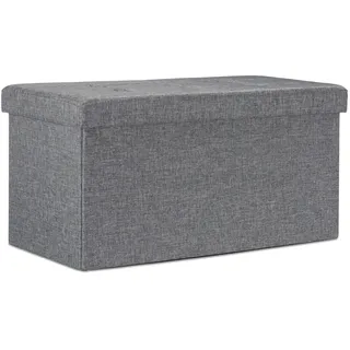 Relaxdays Faltbare Sitzbank XL mit Stauraum, Sitzcube Fußablage, Sitzwürfel als Aufbewahrungsbox, 38x76x38cm, dunkelgrau, 76 x 38 x 38cm, 85L Leinen, Anthrazit