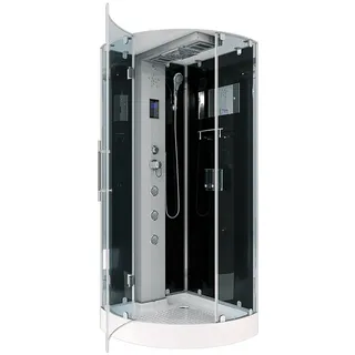 AcquaVapore Dampfdusche D37-13L2-ALL Dampfdusche Dusche Duschkabine 90x90, Sicherheitsglas ESG, Höhenverstellbar, Gehärtetes Glas, Integrierte Massagedüsen, Multimedi schwarz
