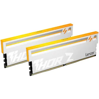 Lexar THOR Z Series RGB DDR5 RAM 32GB Kit (2x16GB) 6000 MHz CL36, DRAM 288-Pin UDIMM Desktop-Speicher, Hochleistungs Gaming Computerspeicher unterstützt Intel XMP 3.0/AMD Expo, On-die ECC, 1.4V Silber