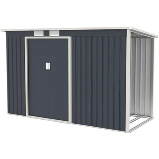 Juskys Geräteschuppen M mit Holzunterstand rechts 2,63 x 1,17 m anthrazit