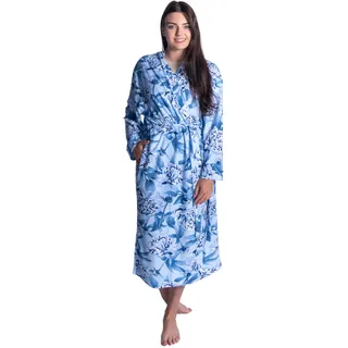e.Femme® Morgenmantel LOTTA 1657 aus Frottee, Blau/Blumen 46 - 46